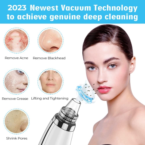 Blackhead Remover, Facial Pore Cleaner Vacuum Cleaner, USB Rechargeable Electric Acne Extractor Tool with 5 Probes for Men and Women