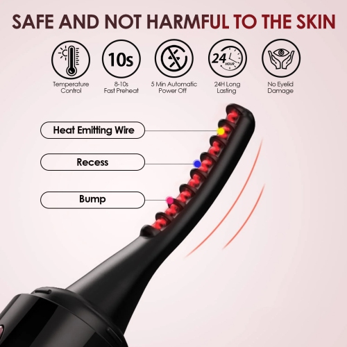 Electric Heated Eyelash Curler, Rechargeable Electric Eyelash Curler with 4 Temperature Modes and LED Display for Women Eyelash Care
