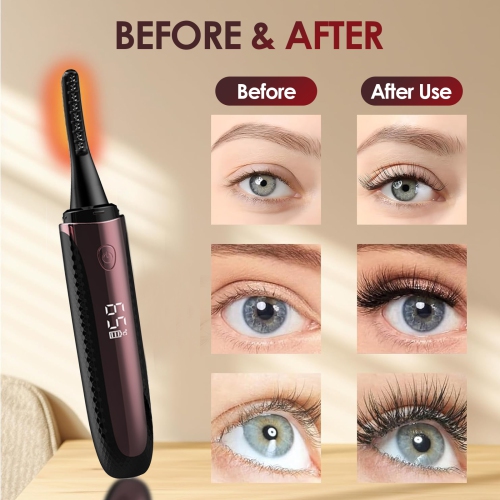 Electric Heated Eyelash Curler, Rechargeable Electric Eyelash Curler with 4 Temperature Modes and LED Display for Women Eyelash Care