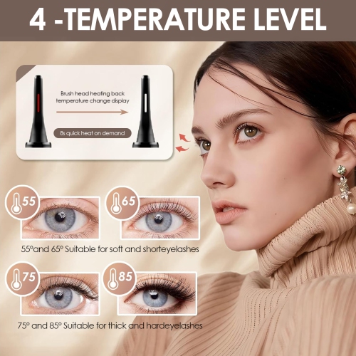 Electric Heated Eyelash Curler, Rechargeable Electric Eyelash Curler with 4 Temperature Modes and LED Display for Women Eyelash Care