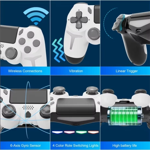 PS4 manette Bluetooth sans fil PC Steam game vibration gyroscope somatosensory à six axes manette PS4, manette de console de jeu noire