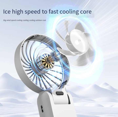 USB Rechargeable Desktop Folding Fan with Hook Air Cooling Handheld Electric Portable Fan with LED Display, Large Capacity Battery 100 Wind Speeds,