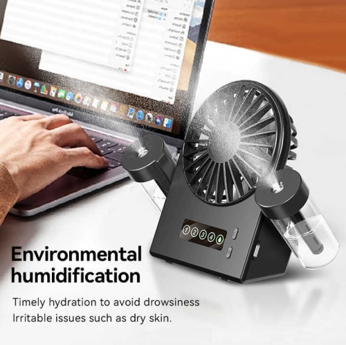 2025 New Double Spray Desktop Fan Humidifier 2 in 1 USB Portable Digital Display Hydration Spray Fan Double Spray Humidifier Small Fan Handheld-F8