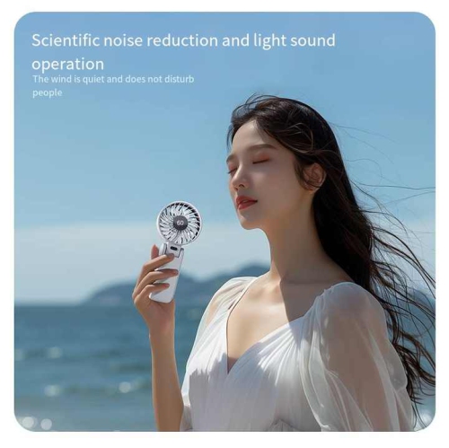 USB Rechargeable Desktop Folding Fan with Hook Air Cooling Handheld Electric Portable Fan with LED Display, Large Capacity Battery 100 Wind Speeds,