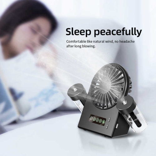 2025 New Double Spray Desktop Fan Humidifier 2 in 1 USB Portable Digital Display Hydration Spray Fan Double Spray Humidifier Small Fan Handheld - F8