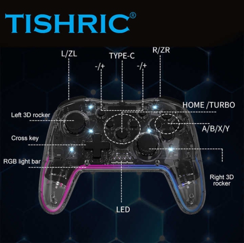 Wireless Bluetooth game controller | Switch/PC/mobile phone three-mode connection | One-touch control | HD vibration | Gyro somatosensory wireless