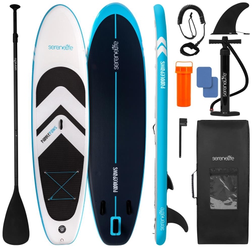 SereneLife 11' Inflatable SUP Paddleboard – Pet-Friendly Design, 440lb Capacity, Non-Slip Deck, Full Kit with Paddle, Pump, Leash & Carry Backpack