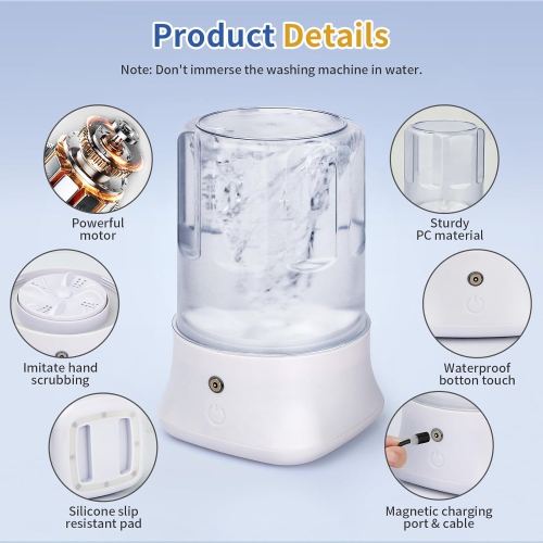 Mini Portable Washing Machine,USB Rechargeable Small Washer for Underwear Socks & Baby Clothes,Compact Travel Laundry for Apartment Dorm RV Camping