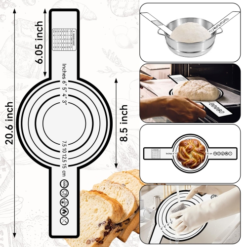 Sourdough Starter Kit, Silicone Banneton Bread Proofing Basket Set of 2, Sourdough Starter Kit Beginners with 10pcs Bread Bags for Baking Lovers