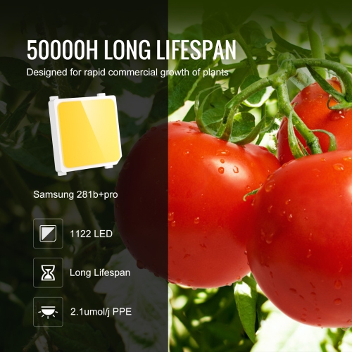 VEVOR 400W LED Grow Light, Full Spectrum Dimmable, High Yield Samsung 2B1B Diodes Growing Lamp for Indoor Plants Seedling Veg Growing, Daisy Chain