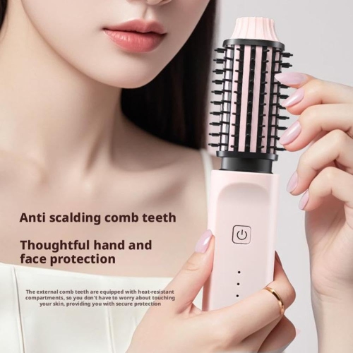 Brosse à friser sans fil pour fer à friser, brosse de voyage pour boucles, fer à friser portatif 3-en-1, brosse thermique sans fil, tube à friser