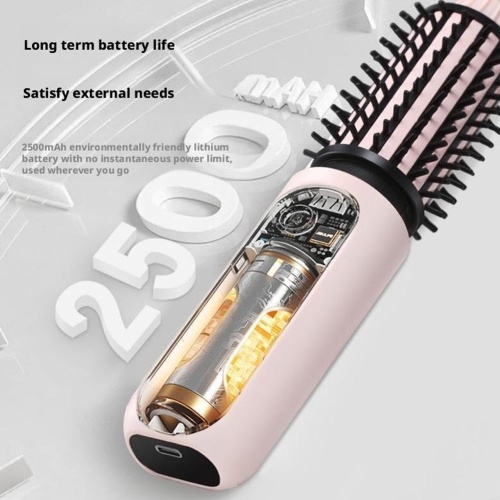Brosse à friser sans fil pour fer à friser, brosse de voyage pour boucles, fer à friser portatif 3-en-1, brosse thermique sans fil, tube à friser