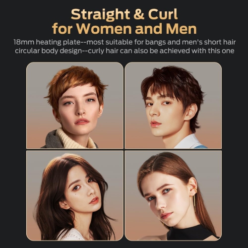 Fer plat sans fil et fer à friser 2 en 1, fer plat miniature sans fil en céramique, outil de voyage portatif pour les boucles droites pour les