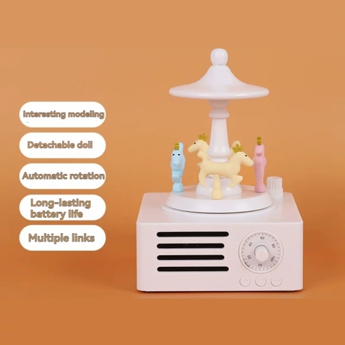Carousel Bluetooth Speaker - Rotating Music Box Design, Bluetooth 5.0, 1500mAh Battery, Long-lasting Battery Life, Creative Audio Desktop Decoration,