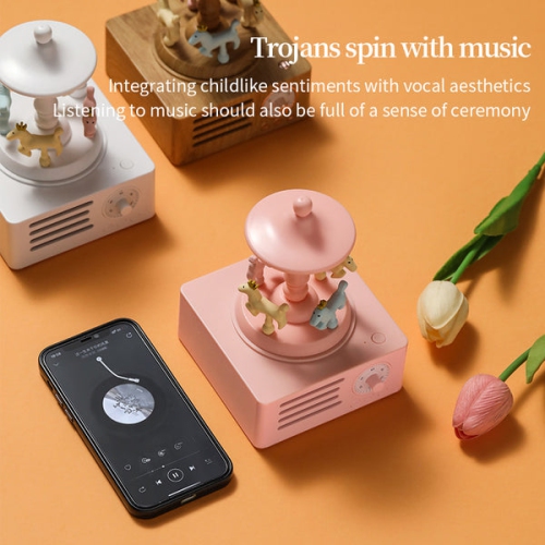 Carousel Bluetooth Speaker - Rotating Music Box Design, Bluetooth 5.0, 1500mAh Battery, Long-lasting Battery Life, Creative Audio Desktop Decoration,