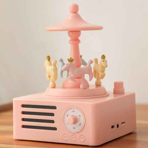 Carousel Bluetooth Speaker - Rotating Music Box Design, Bluetooth 5.0, 1500mAh Battery, Long-lasting Battery Life, Creative Audio Desktop Decoration,