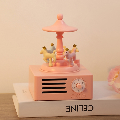 Carousel Bluetooth Speaker - Rotating Music Box Design, Bluetooth 5.0, 1500mAh Battery, Long-lasting Battery Life, Creative Audio Desktop Decoration,