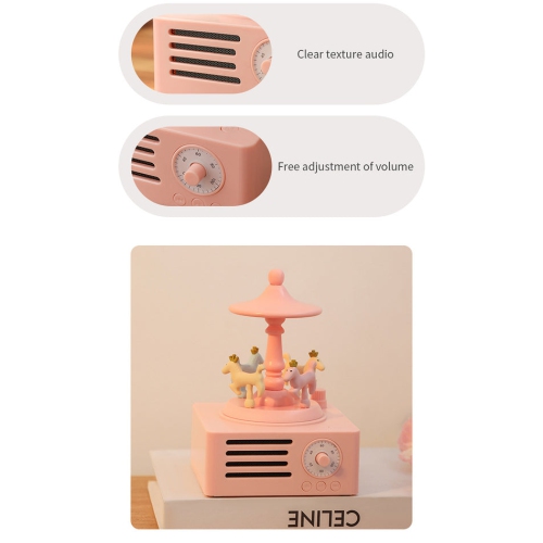 Carousel Bluetooth Speaker - Rotating Music Box Design, Bluetooth 5.0, 1500mAh Battery, Long-lasting Battery Life, Creative Audio Desktop Decoration,