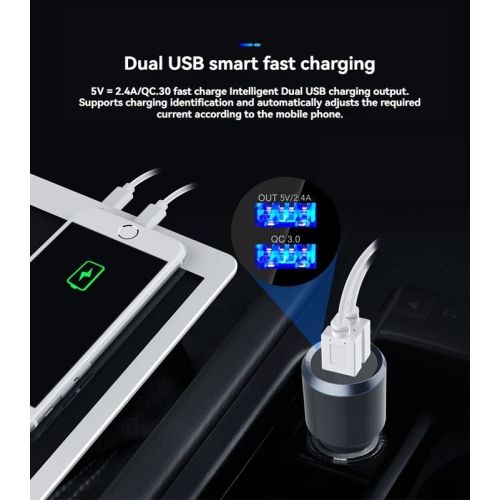 Émetteur FM Bluetooth pour l'auto, sans fil, mains libres Bluetooth 5,0 1,2&nbsp;po, lecteur MP3 LCD, chargement rapide USB 3,0 accessoires pour