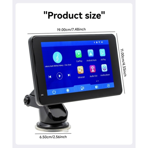 Écran portatif CarPlay, écran sans fil Apple CarPlay et Android Auto dans l'auto, lecteur multimédia Bluetooth MP5, radio d'auto à écran tactile de