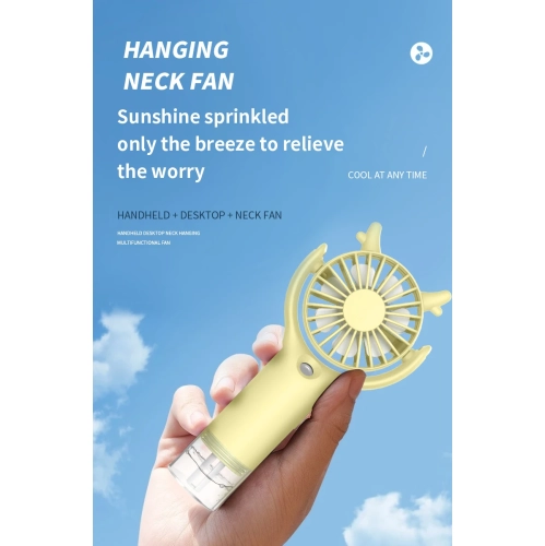 2025 USB Mini New Water Mist Fan Portable Summer Handheld Rechargeable Handheld Water Mist Air Conditioner Fan, Yellow