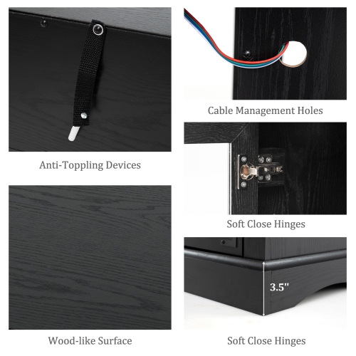 Gymax Fireplace TV Stand w/ Remote Controls & Thermostat Storage Cabinets