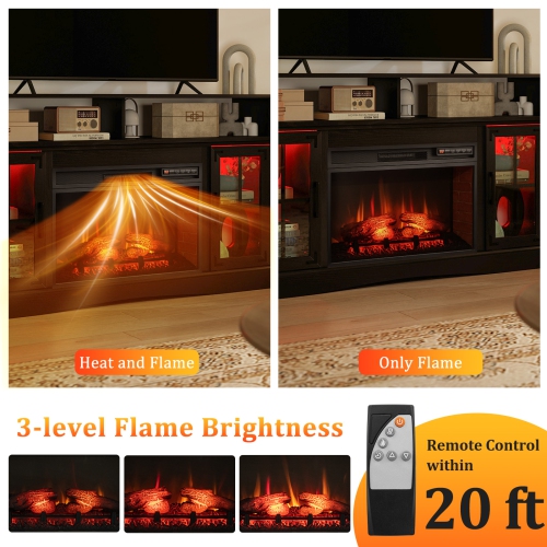Gymax Fireplace TV Stand w/ Remote Controls & Thermostat Storage Cabinets