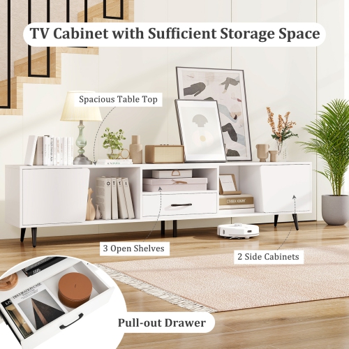 Gymax 79'' TV Stand for TVs up to 90 Inches Entertainment Center w/ AC Outlets