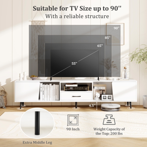 Gymax 79'' TV Stand for TVs up to 90 Inches Entertainment Center w/ AC Outlets