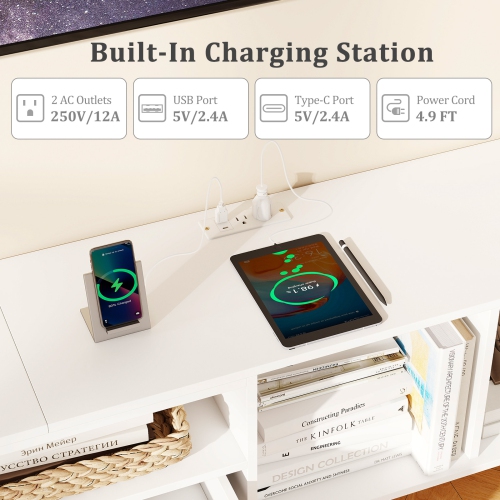 Gymax 79'' TV Stand for TVs up to 90 Inches Entertainment Center w/ AC Outlets