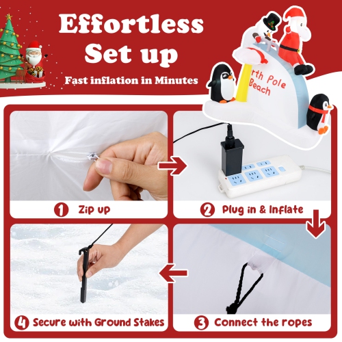 Gymax 6 Ft Christmas Inflatable w/ LED lights Lighted Xmas Inflatable Indoor/Outdoor