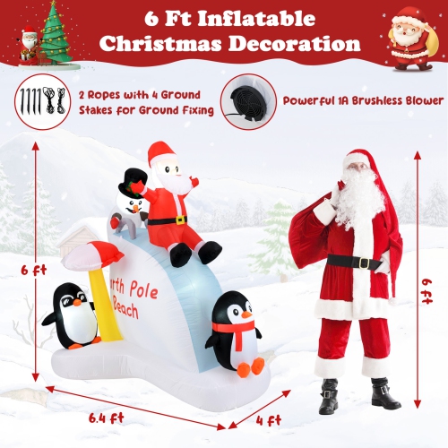 Gymax 6 Ft Christmas Inflatable w/ LED lights Lighted Xmas Inflatable Indoor/Outdoor