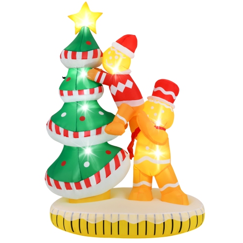 GYMAX  7 Ft Inflatable Christmas Tree W/ 7 Internal Led Lights & Built-In Fan for Yard Outdoor