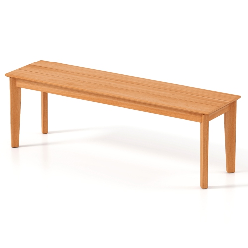 GYMAX  55" Teak Wood Bench 3-Person Backless Seating W/ 880 Lbs Weight Capacity