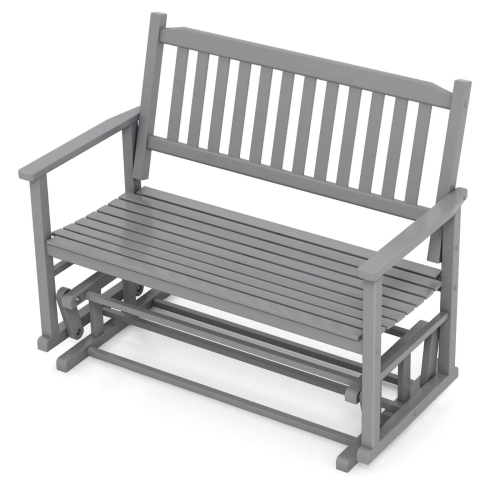 GYMAX  Patio Glider Loveseat Chair Swing Rocking Bench W/ Curved Backrest & Slatted Seat