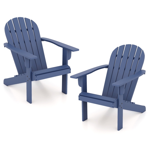 GYMAX  2PCs Patio Adirondack Chair W/ Inclined Seat High Backrest & Wide Armrests