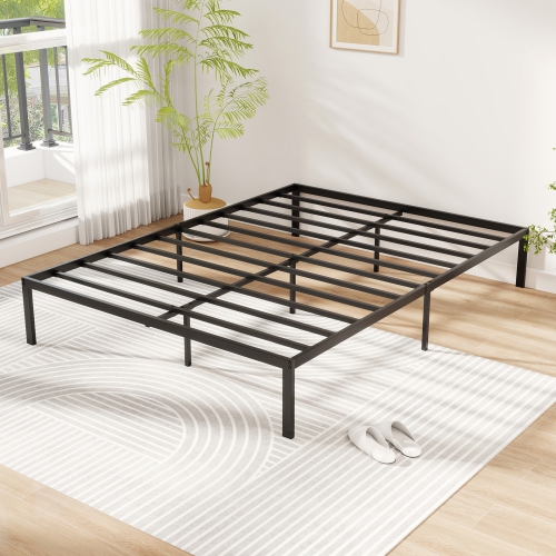 Gymax Full Size Metal Bed Frame Heavy Duty Support Slats Mattress Foundation
