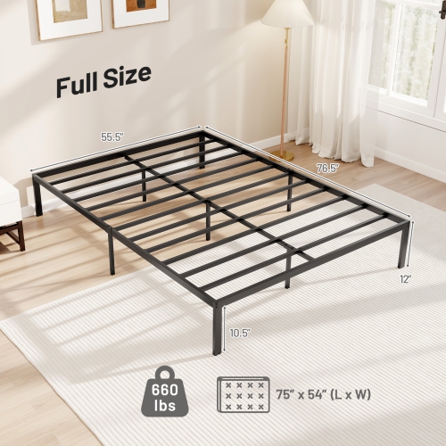 Gymax Full Size Metal Bed Frame Heavy Duty Support Slats Mattress Foundation