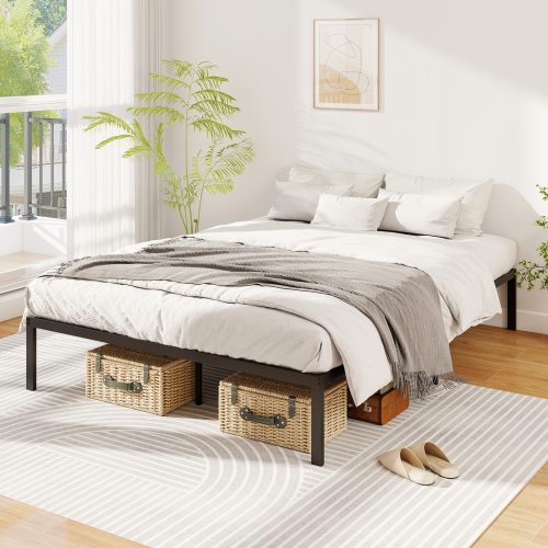 Gymax Full Size Metal Bed Frame Heavy Duty Support Slats Mattress Foundation