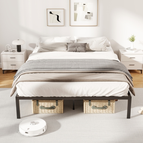 Gymax Full Size Metal Bed Frame Heavy Duty Support Slats Mattress Foundation