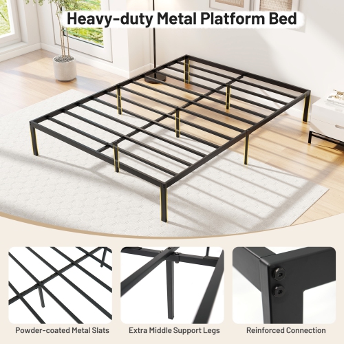 Gymax Full Size Metal Bed Frame Heavy Duty Support Slats Mattress Foundation