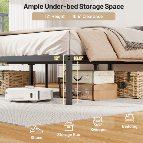 Gymax Full Size Metal Bed Frame Heavy Duty Support Slats Mattress Foundation