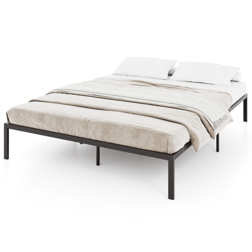 Gymax Queen Size Metal Bed Frame Heavy Duty Support Slats Mattress Foundation