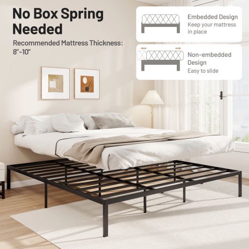 Gymax King Size Metal Bed Frame Heavy Duty Support Slats Mattress Foundation