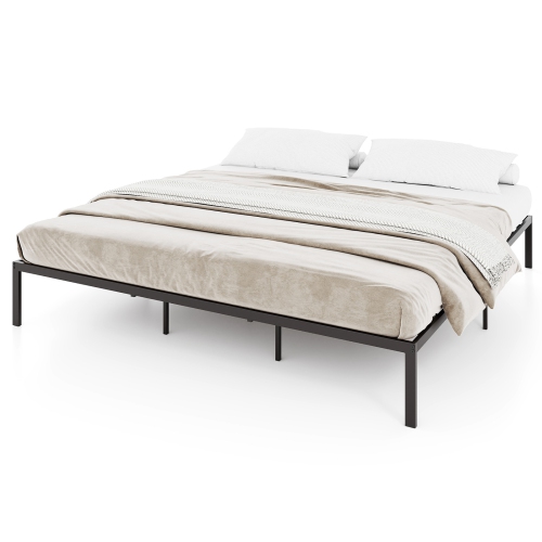 Gymax King Size Metal Bed Frame Heavy Duty Support Slats Mattress Foundation