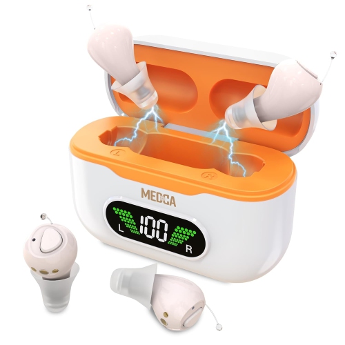 CIC Rechargeable Hearing Amplifier for Seniors & Adults w/Intelligent Noise Reduction - OTC for Men & Women, Near-Invisible, 32-Channel, Easy Use