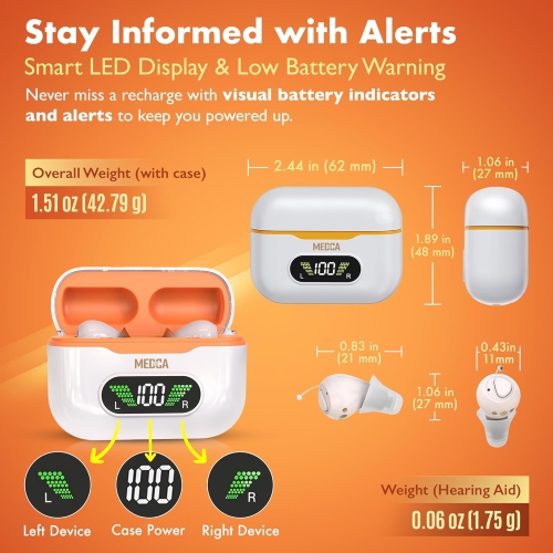 CIC Rechargeable Hearing Amplifier for Seniors & Adults w/Intelligent Noise Reduction - OTC for Men & Women, Near-Invisible, 32-Channel, Easy Use