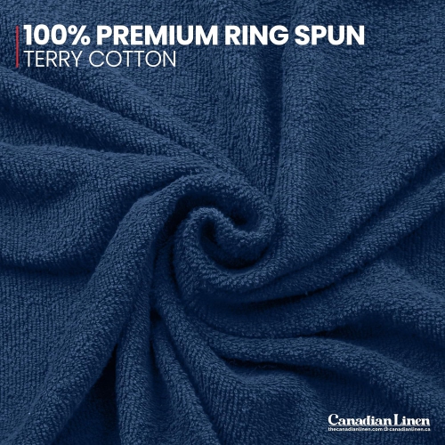 Canadian Linen Yukon – Ensemble de 24 essuie-mains, 15 x 25&nbsp;po, coton doux absorbant, séchage rapide, serviettes de massage Salons Spa, bleu