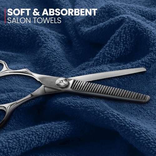 Canadian Linen Yukon – Ensemble de 24 essuie-mains, 15 x 25&nbsp;po, coton doux absorbant, séchage rapide, serviettes de massage Salons Spa, bleu