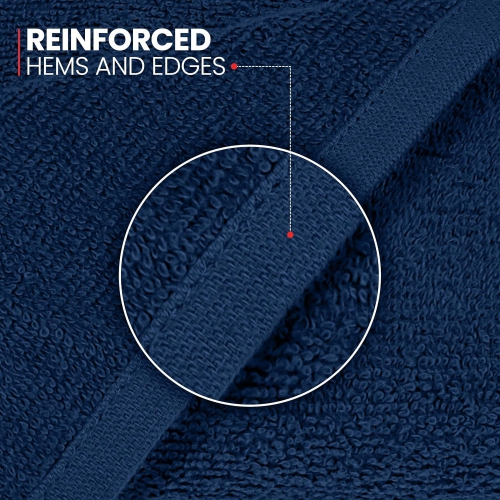 Canadian Linen Yukon – Ensemble de 24 essuie-mains, 15 x 25&nbsp;po, coton doux absorbant, séchage rapide, serviettes de massage Salons Spa, bleu